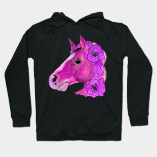 Pink watercolor horse Hoodie